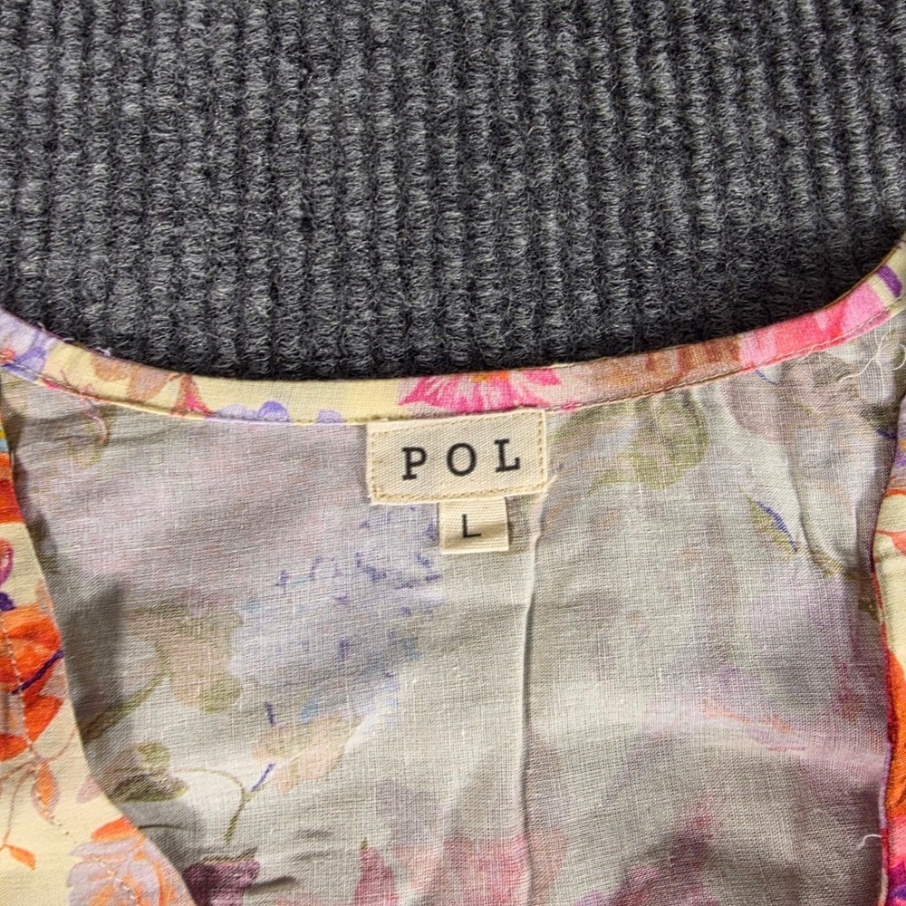 POL Floral Print Tiered Maxi Dress Lace Trim Smocked Waist Boho Sleeveless Large - Picture 4 of 6